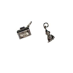 2 Vintage Sterling Silver Charms Piano and Leprechaun​​